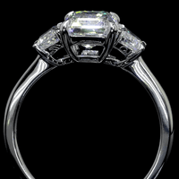 6.9 Carat Emerald Lab Grown Diamond Three-Stone Ring
