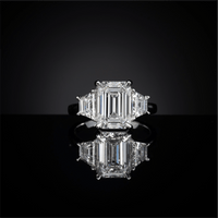 6.9 Carat Emerald Lab Grown Diamond Three-Stone Ring