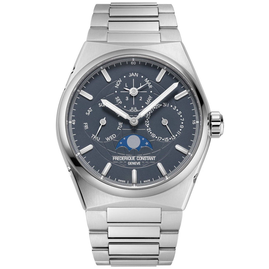 Frederique Constant Stainless Steel Slimline Perpetual Calendar FC-775BL4NH6B