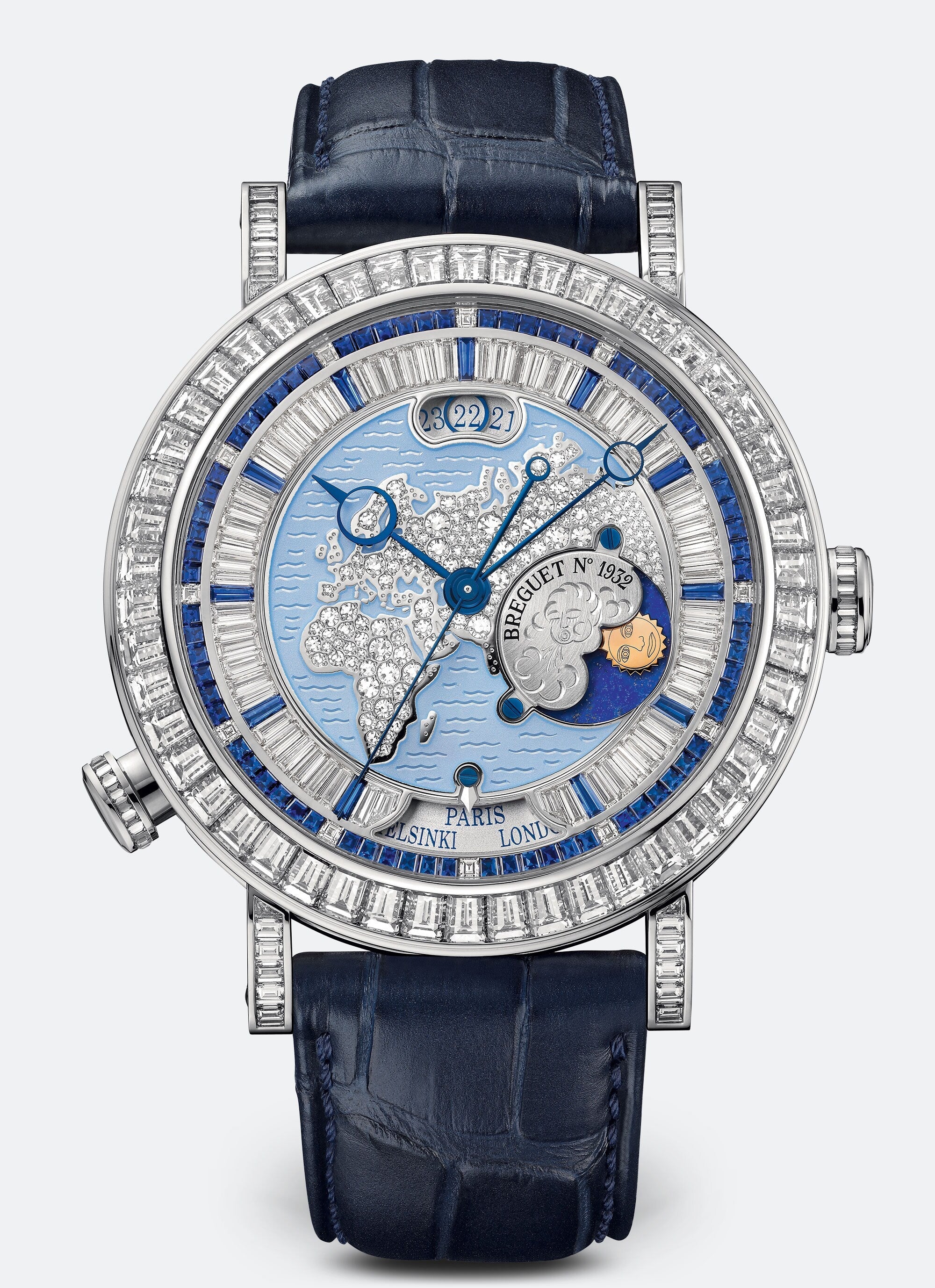 Breguet Classique “Hora Mundi” Europe-Oceania Platinum & Diamonds & Sapphires Men's Watch