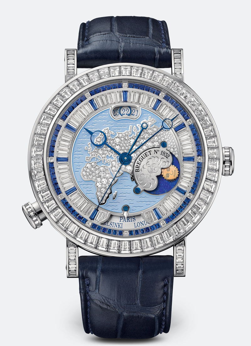 Breguet Classique “Hora Mundi” Europe-Oceania Platinum & Diamonds & Sapphires Men's Watch