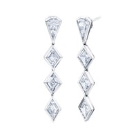 Lozenge cut Diamond Dangle Earrings in 18K Yellow Gold