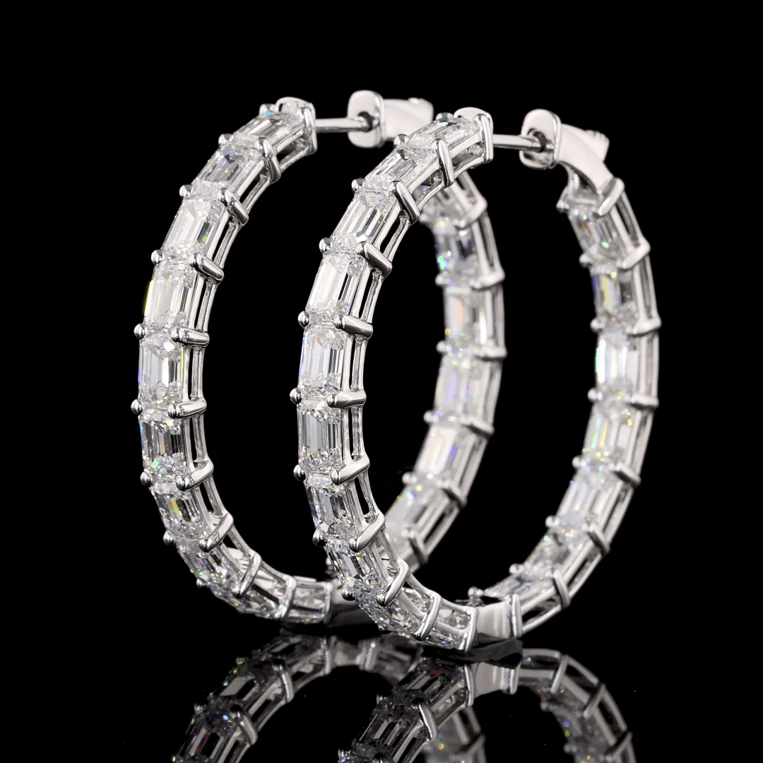 7.8 Carat Lab Grown Diamond Hoop Earrings