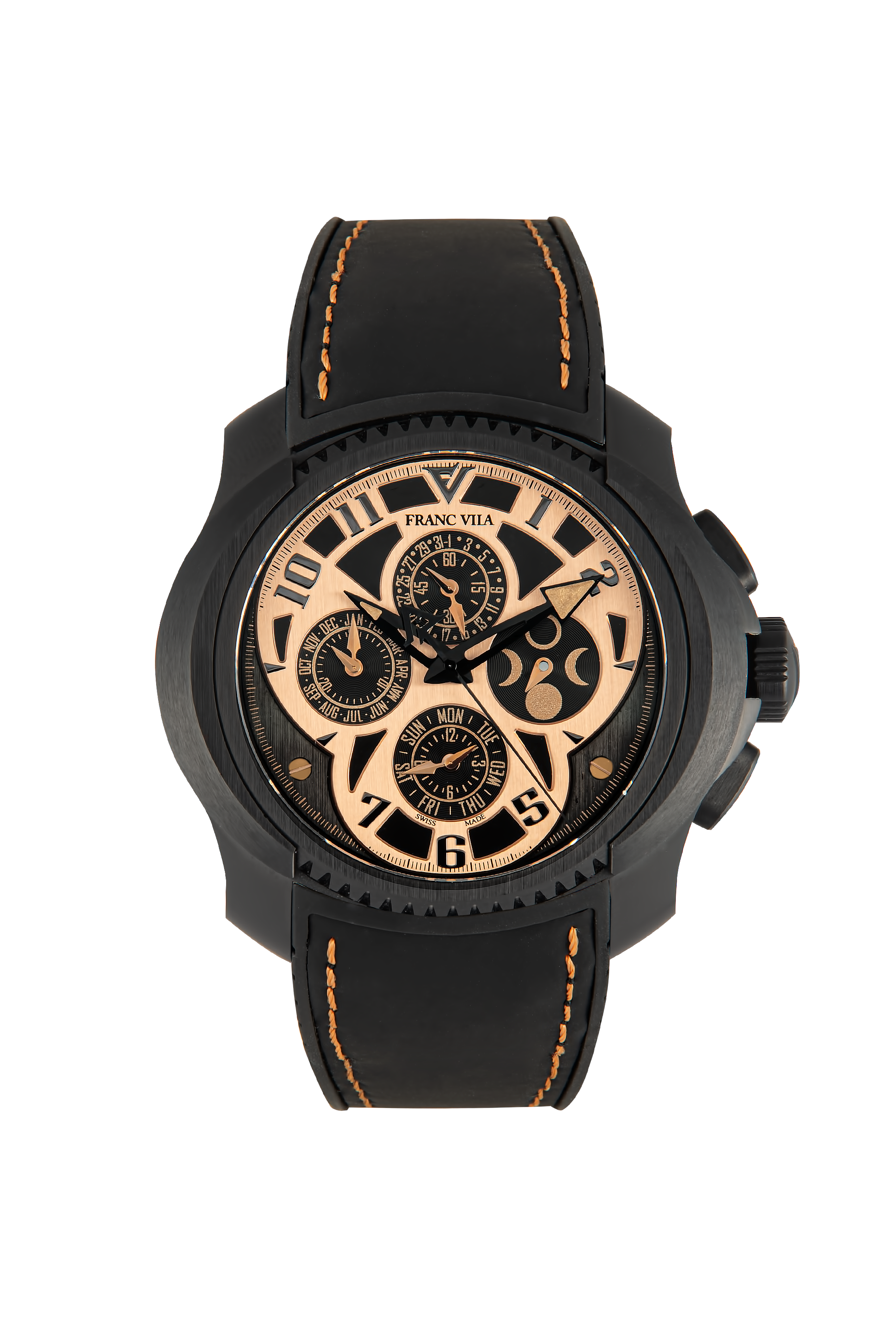 Franc Vila Intrepido Quantième Simple Black Gold Men’s Watch