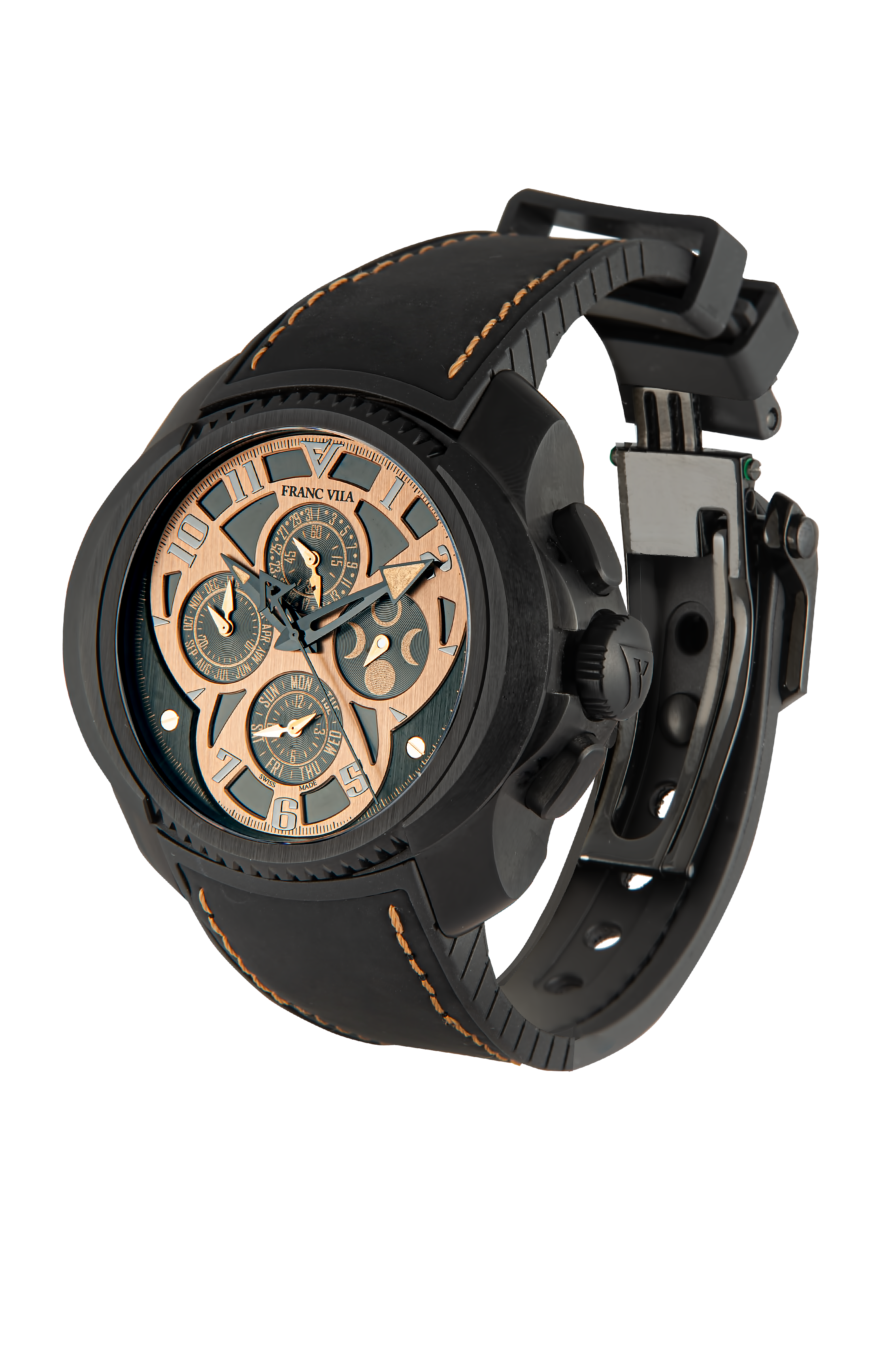 Franc Vila Intrepido Quantième Simple Black Gold Men’s Watch