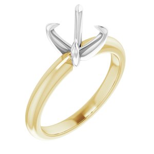14K Yellow/White 7.4 mm Round Solitaire Engagement Ring Mounting