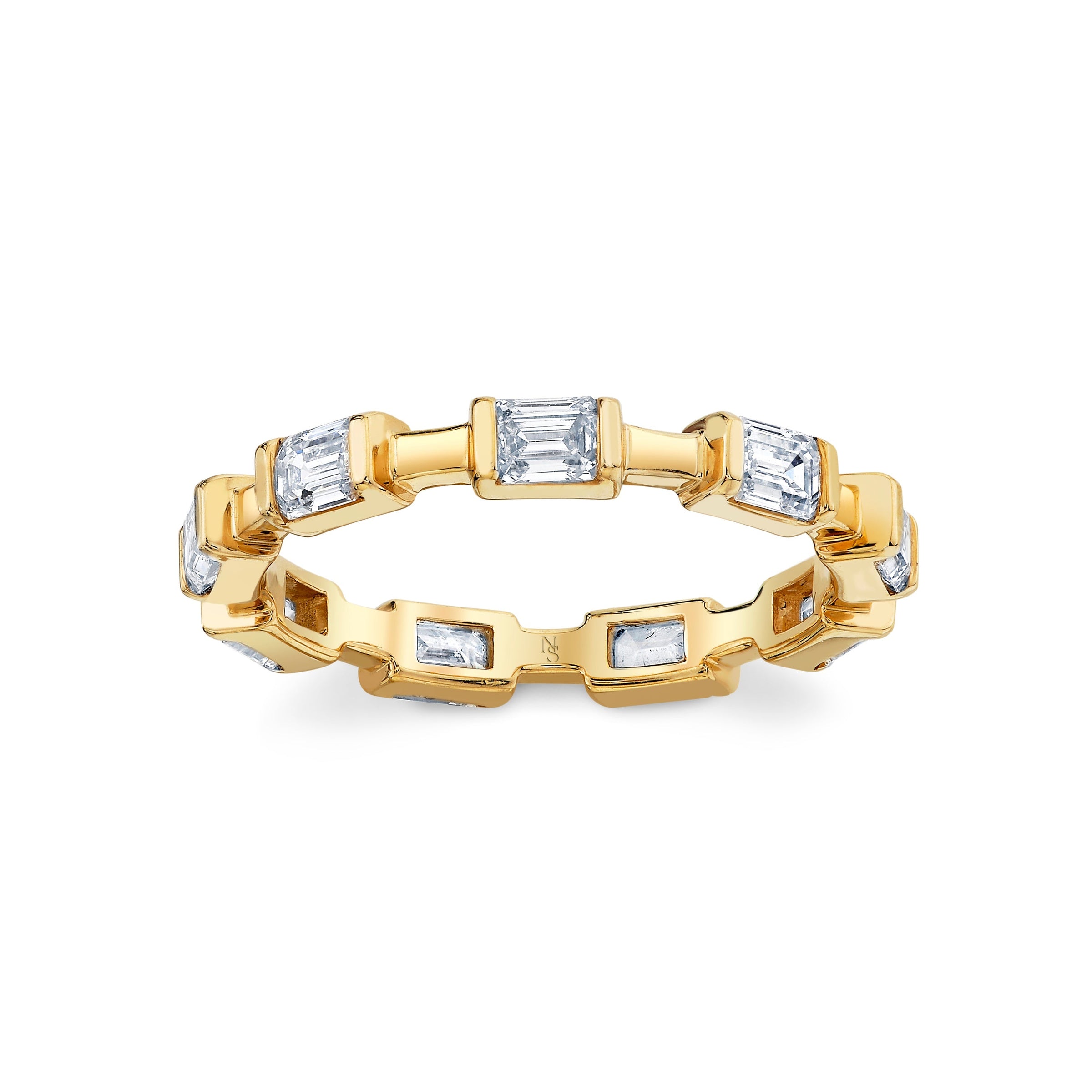 Emerald Cut Diamond Bar Eternity Band