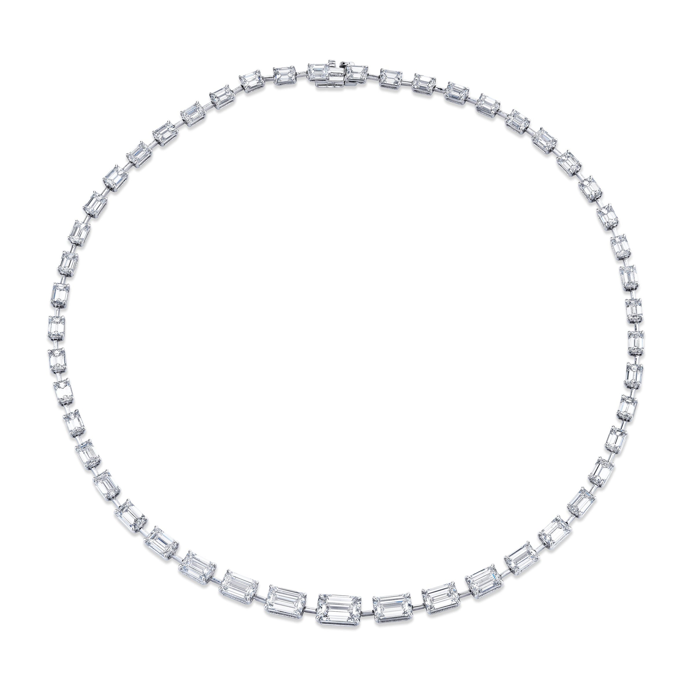 Graduated East-West Emerald Cut Diamond Necklace
