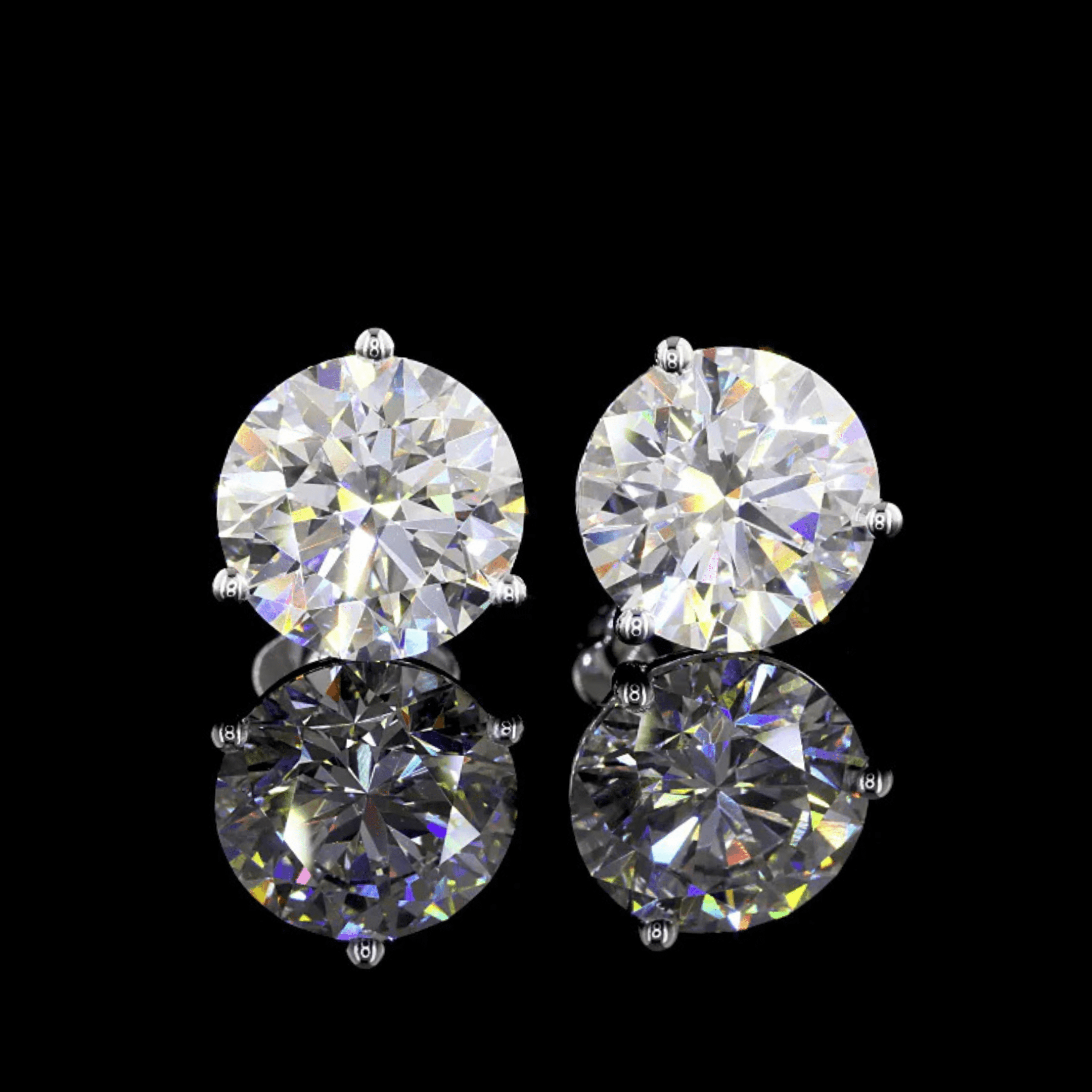 8 Carat Round Lab Grown Diamond Stud Earrings