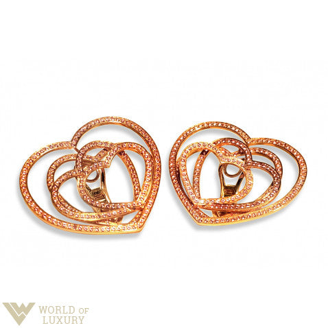Chopard Cuorissimo Rose Gold Pink Sapphire Heart Ladies Earclips
