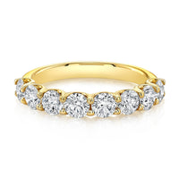 Round Diamond Halfway Band - Yellow Gold
