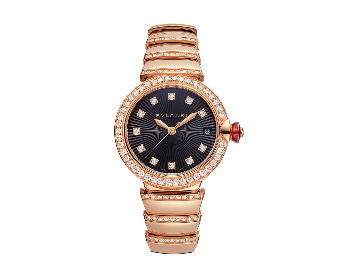 Bvlgari Lvcea Black 18K Rose Gold & Diamonds Ladies Watch