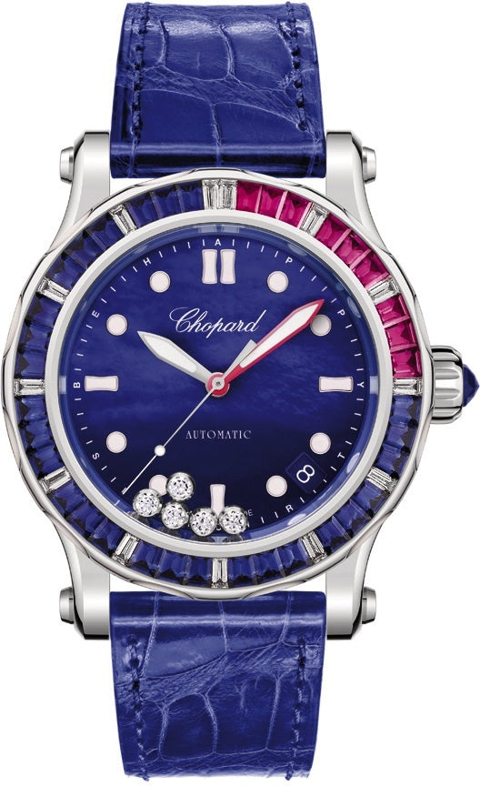 Chopard Happy Diamonds Ocean 18K White Gold & Sapphire & Diamonds & Rubies Lady's Watch