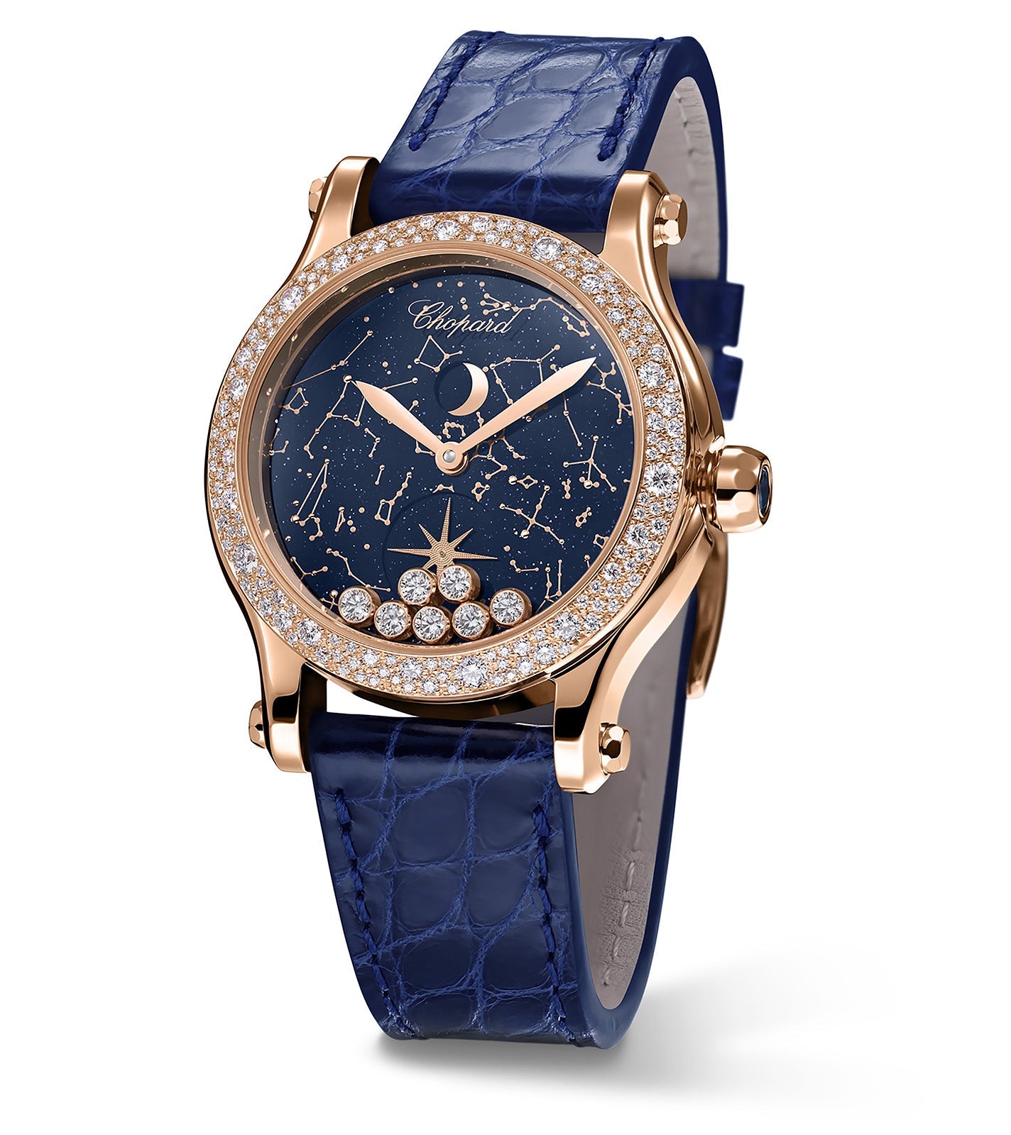 Chopard Happy Sport Moon Phase 18K Rose Gold & Diamonds Lady's Watch