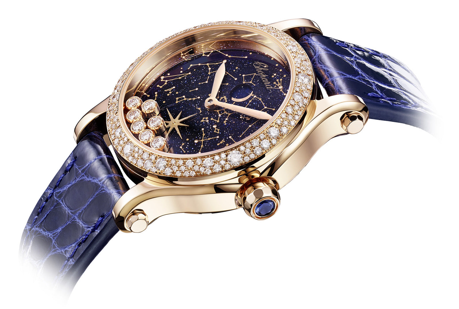 Chopard Happy Sport Moon Phase 18K Rose Gold & Diamonds Lady's Watch