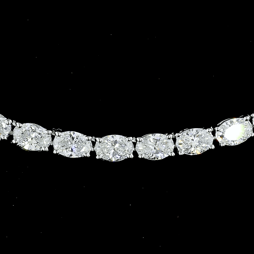 9.2 Carat Oval Lab Grown Diamond Tennis Necklace