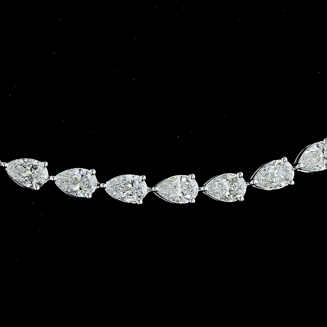 10 Carat Pear Lab Grown Diamond Tennis Necklace