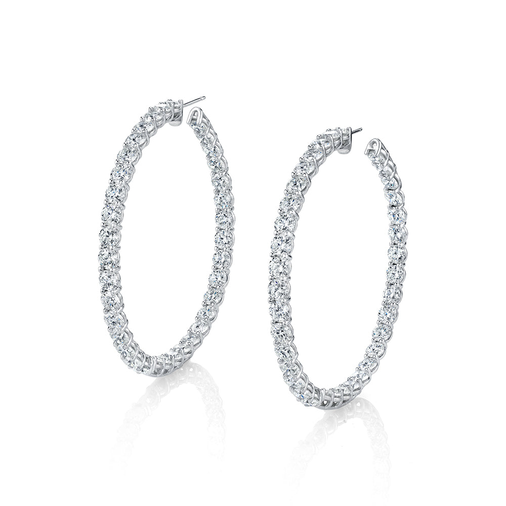 2.5" Round Diamond Hoop Earrings
