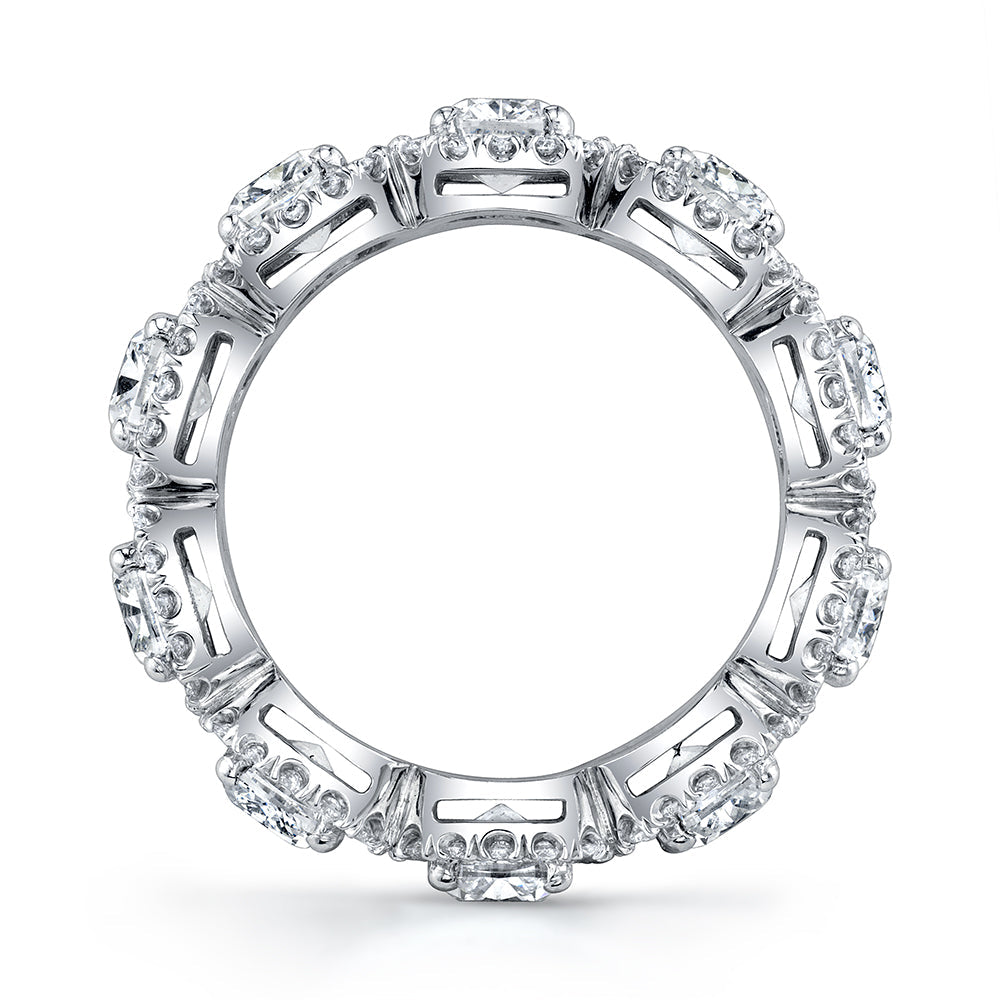 Round Diamond Eternity Band with Pavé Halo