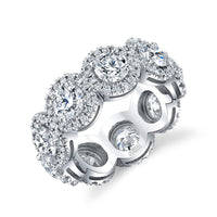 Round Diamond Eternity Band with Pavé Halo