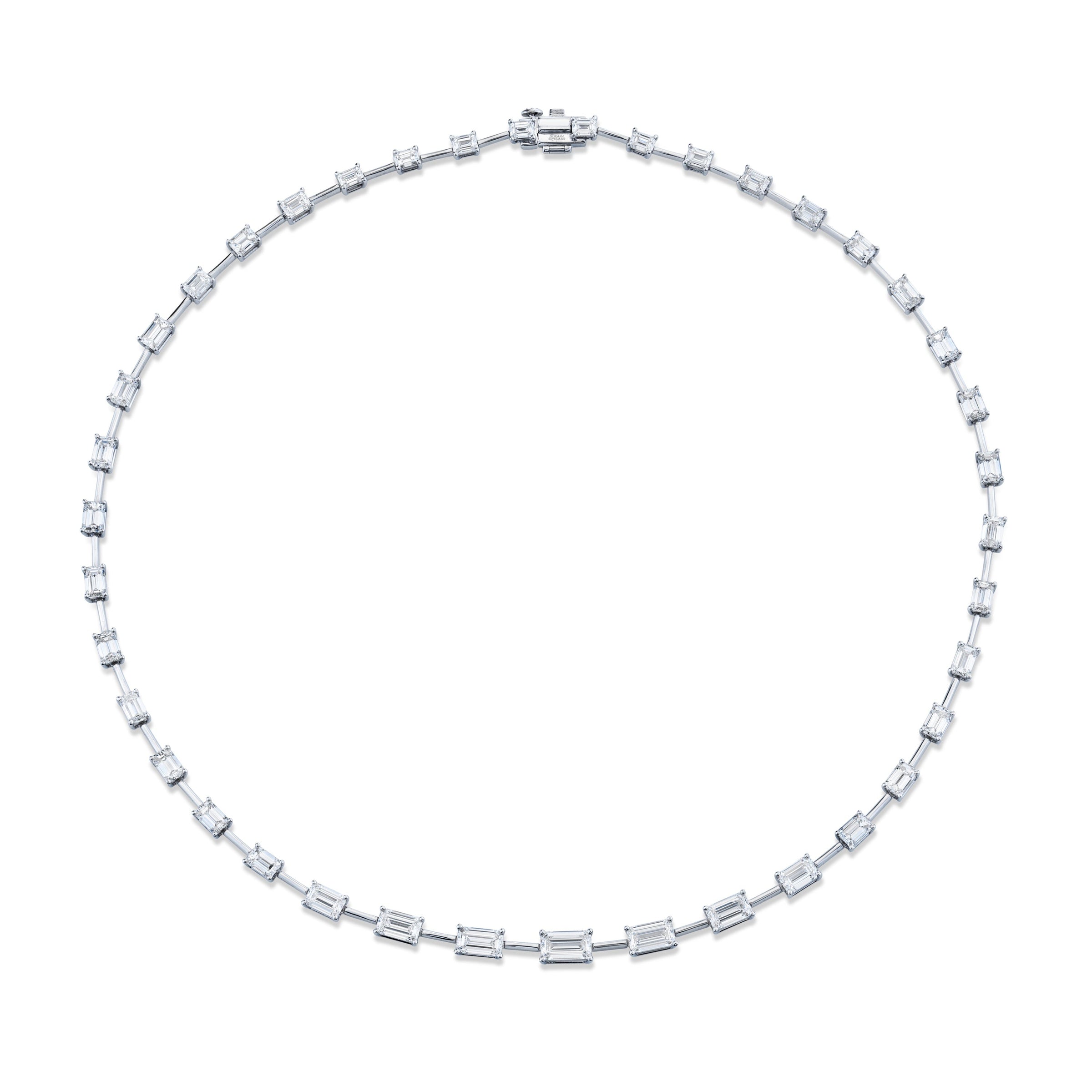 Graduated Emerald Cut Diamond Necklace