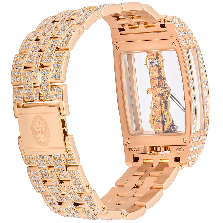 Corum Golden Bridge 18K Rose Gold & Diamonds Pice Unique Unisex Watch