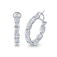 East West Oval Diamond Hoop Earrings