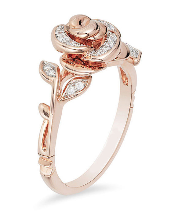 Rose Gold Floral Pave Ring