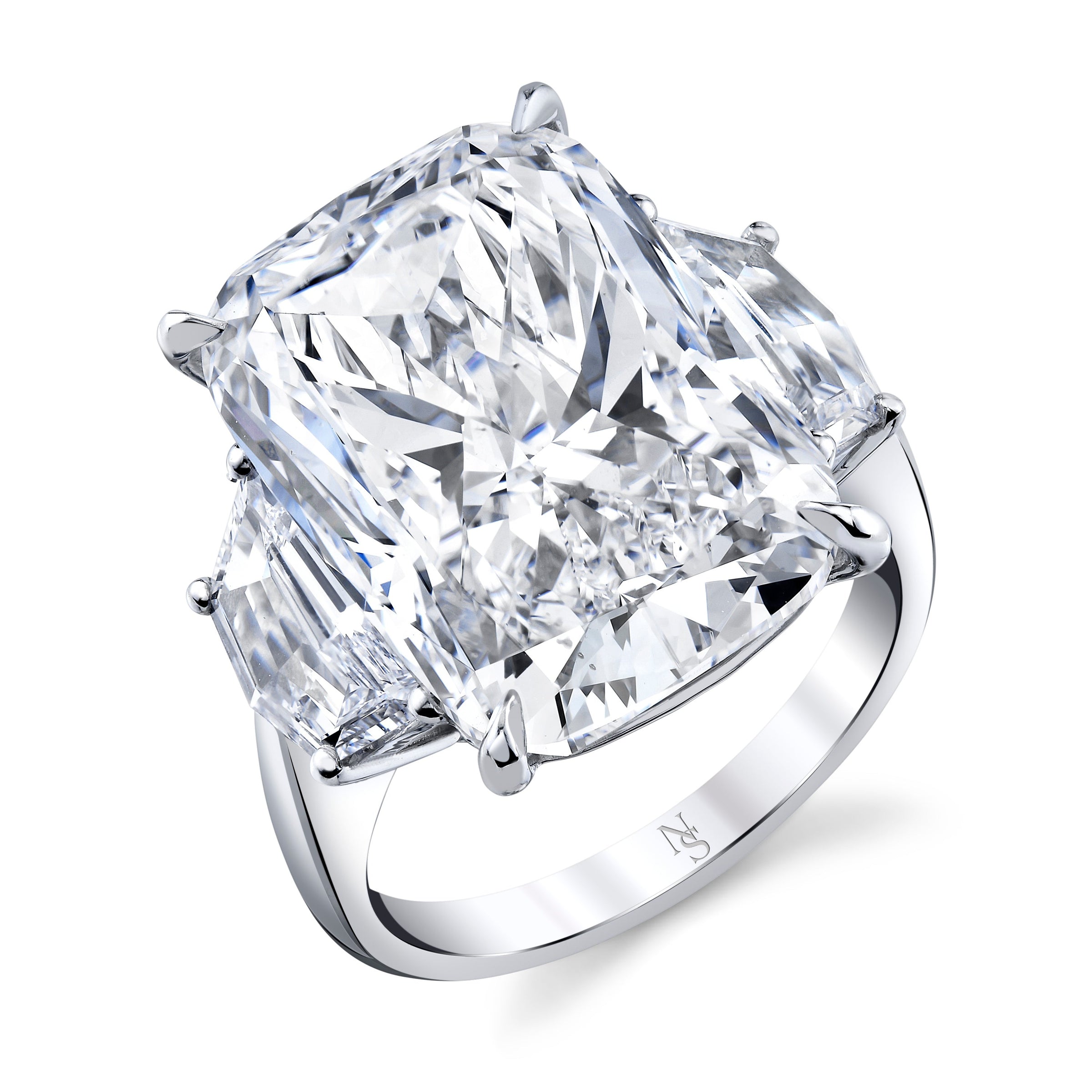 16.71 Carat Cushion Diamond 3-Stone Ring