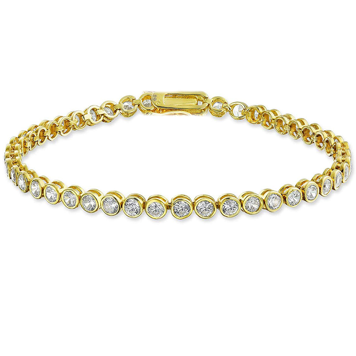 14K Gold Plating Circular Halo White Stone Bracelet