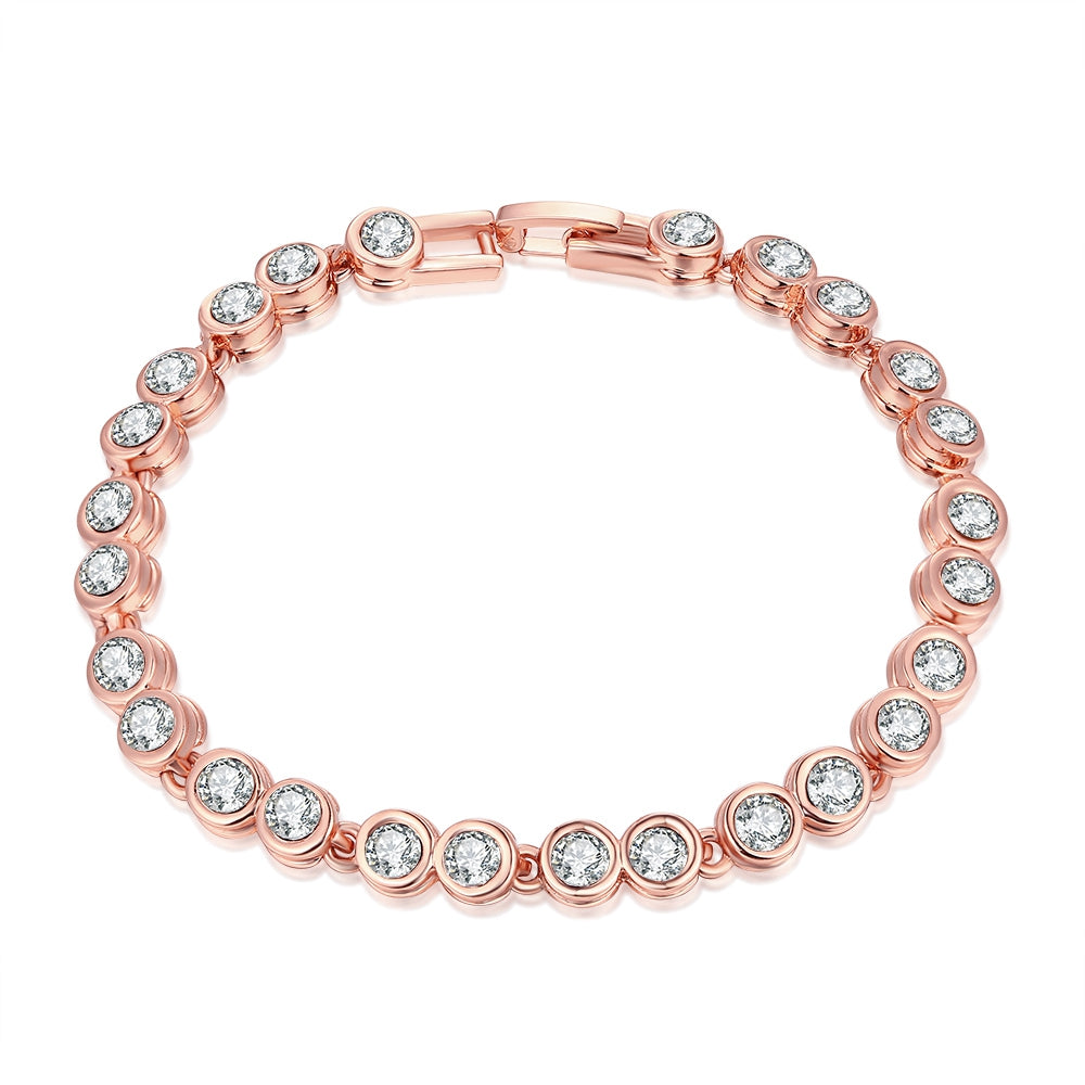 18K Rose Gold Plating Bezel Tennis Bracelet