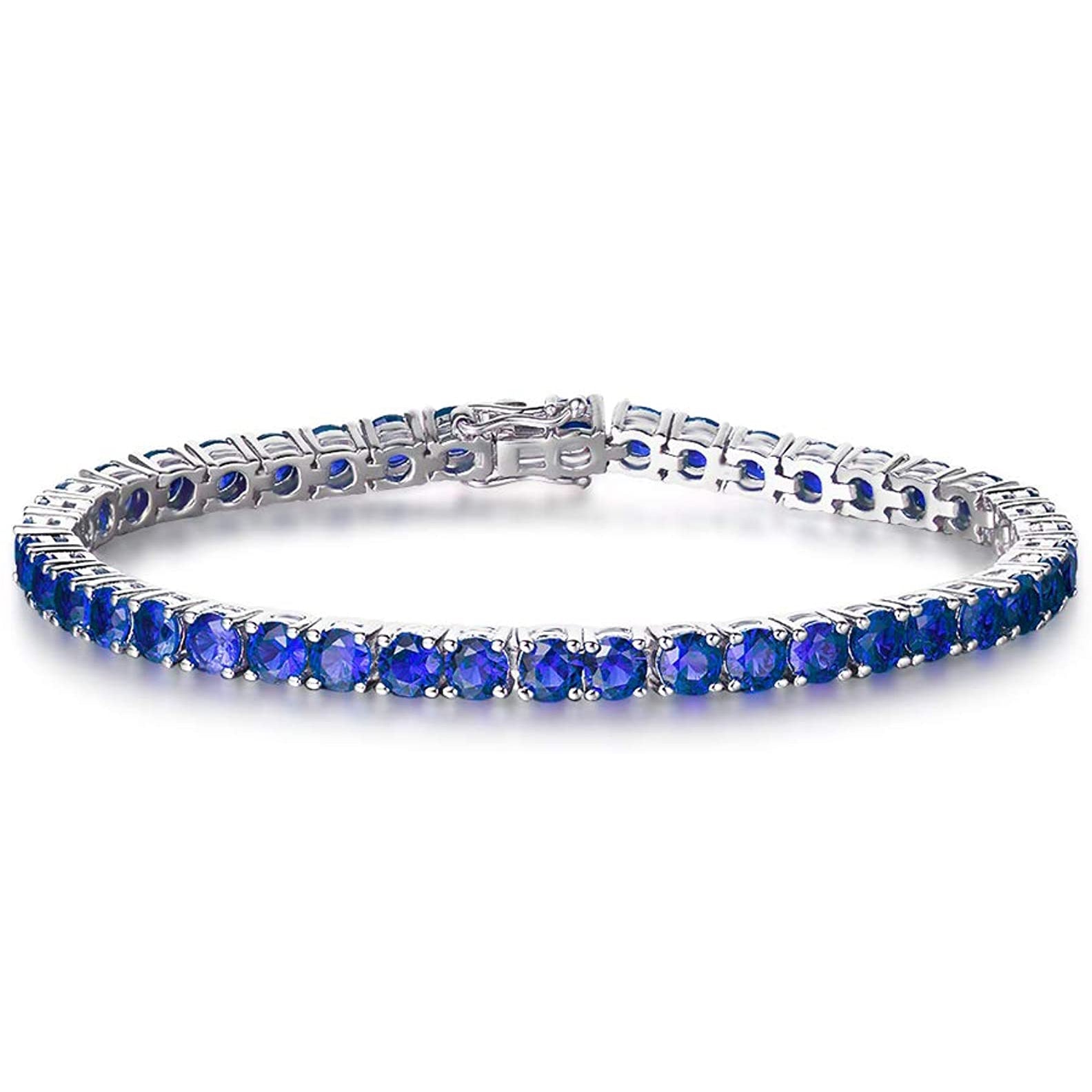 Gemstone Tennis Bracelet in 18K White Gold Plating - Multiple Options Available