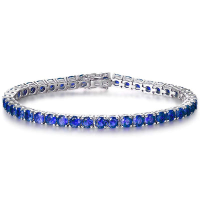Gemstone Tennis Bracelet in 18K White Gold Plating - Multiple Options Available