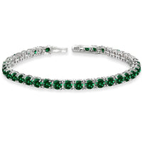 Gemstone Tennis Bracelet in 18K White Gold Plating - Multiple Options Available