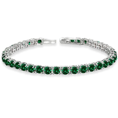 Gemstone Tennis Bracelet in 18K White Gold Plating - Multiple Options Available
