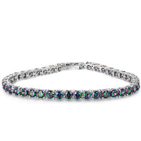 Gemstone Tennis Bracelet in 18K White Gold Plating - Multiple Options Available