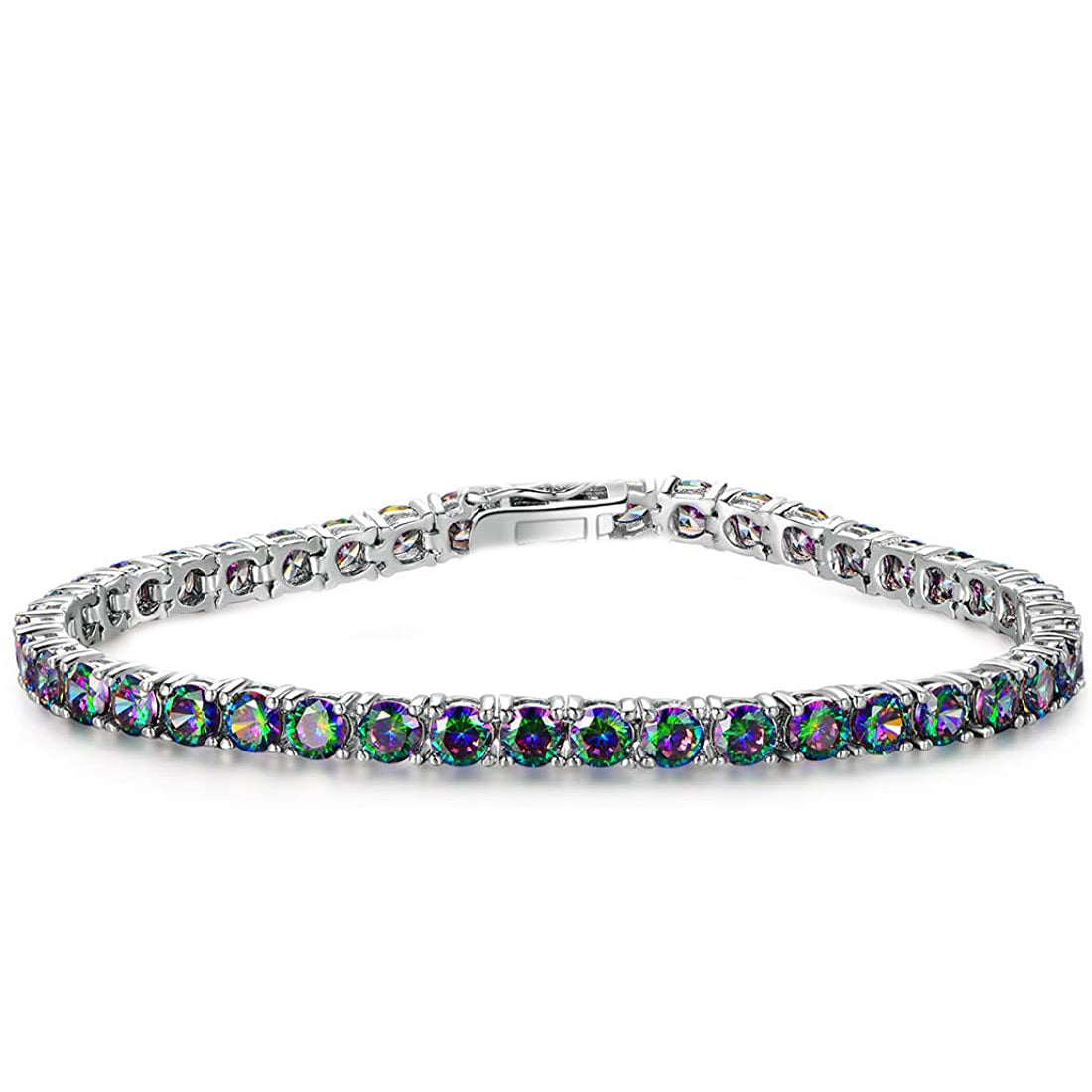 Gemstone Tennis Bracelet in 18K White Gold Plating - Multiple Options Available