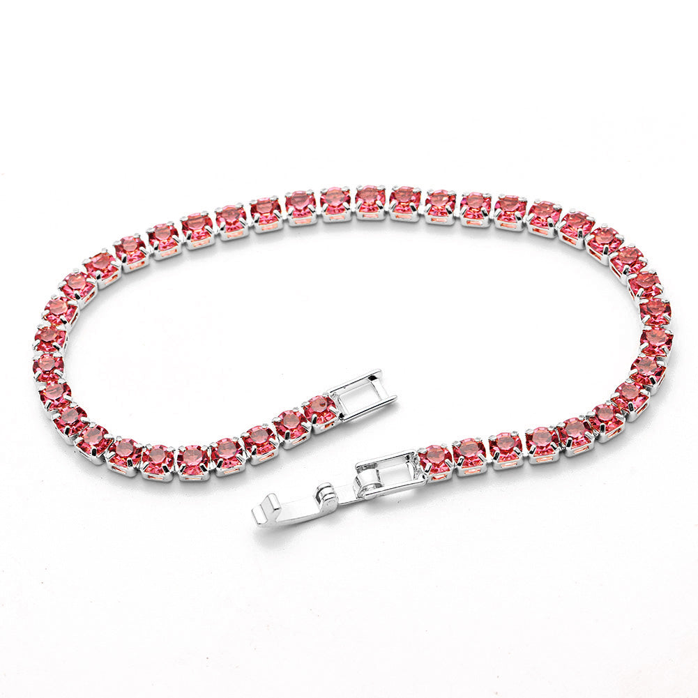 Gemstone Tennis Bracelet in 18K White Gold Plating - Multiple Options Available