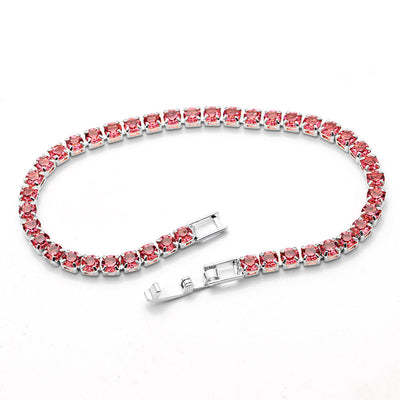 Gemstone Tennis Bracelet in 18K White Gold Plating - Multiple Options Available