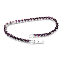Gemstone Tennis Bracelet in 18K White Gold Plating - Multiple Options Available
