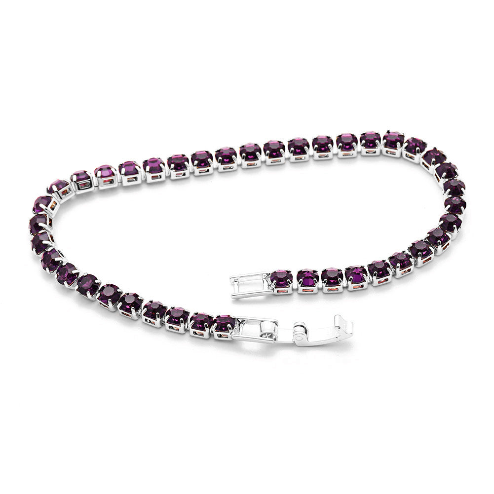 Gemstone Tennis Bracelet in 18K White Gold Plating - Multiple Options Available