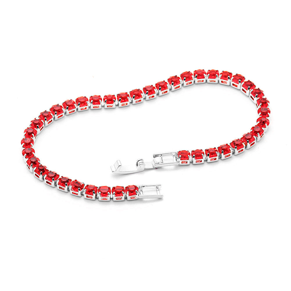 Gemstone Tennis Bracelet in 18K White Gold Plating - Multiple Options Available