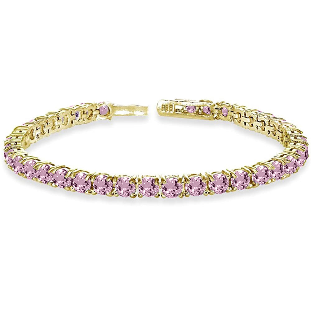 Gemstone Tennis Bracelet in 18K Gold Plating - 5 Options Available