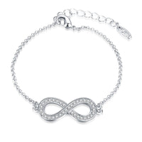 Infinity Pendant Bracelet with Swarovski Elements in 18K White Gold