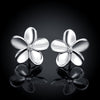 Swarovski Crystal Flower Stud Earring - 18K White Gold Plated