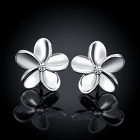 Swarovski Crystal Flower Stud Earring - 18K White Gold Plated