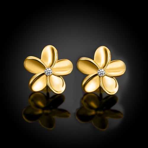 14K Gold Plating Mini Crystal Flower Stud Earrings