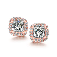 Pave Swarovski Elements Square Studs in 18K Rose Gold
