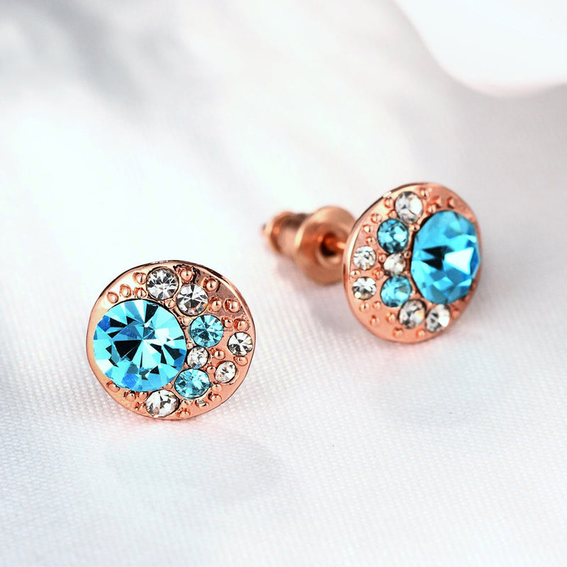 Periwrinkle Blue Swarovski Elements Studs in 18K Rose Gold