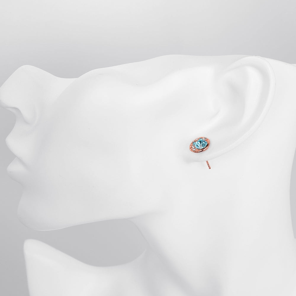 Periwrinkle Blue Swarovski Elements Studs in 18K Rose Gold